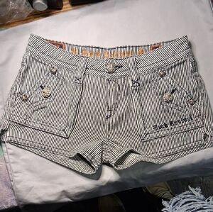 Rock Revival Black and White Striped Jean Shorts